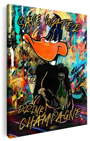 Artmazing | Daffy Bild bunt | S-Art Bilder | Daffy Bilder Modern | Coole Wandbilder Wohnzimmer | Wandbild Daffy Deko XXL | Bild Leinwand XXL | buntes Poster für Wand