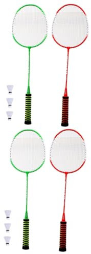 MILISTEN 4 Stück Badmintonschläger Mit Bällen Federbälle Birdies Badminton Schläger Ausrüstung Liefert Erwachsener Kinderanzug Trainingsanzug Griff Dribbeln Handhaben Männer Und Frauen