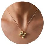 Halora Bubble Letter Necklace Gold Kette Mit Buchstaben Anhänger Halskette Damen Balloon Letter M Necklace Namenskette Buchstabenkette für Frauen