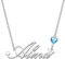 Kraven Damen Kette mit Namen Blauer Geburtsstein-Anhänger Halskette Namenskette Geschenk Personalisiert Damenkette Buchstaben Kette Geschenkidee für Frauen Teenager Mädchen Tochter (Alina)