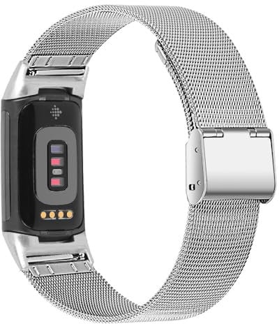 INF Bracelet Compatible avec Fitbit Charge 5 Charge 6, Bracelet en Acier Inoxydable, Bracelet de Montre en Acier Inoxydable, Bracelet de Remplacement pour Femmes et Hommes