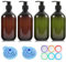GAOHAN 4 Pack Pump Bottle Dispenser, 500ml Refillable Amber Bottle with Funnel, Pump and Label for Lotions, Shampoo, Conditioner(2 Green+2 Brown)