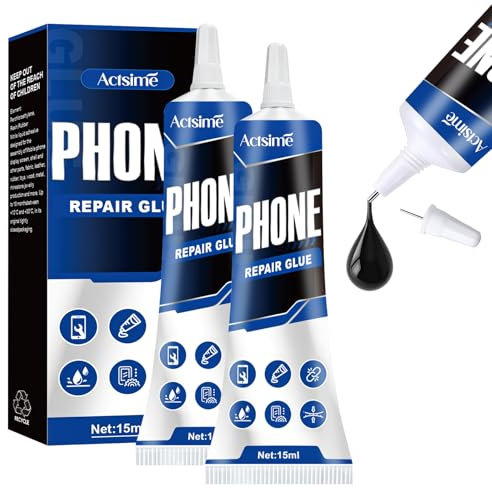 Adhesivo para Pantalla de Teléfono Móvil - 15 ml x 2 Unidades, Color Negro, Extra Fuerte, Sin Tolueno - Potente Adhesivo Multiusos para Electrónica, Carcasa y Pantalla Táctil