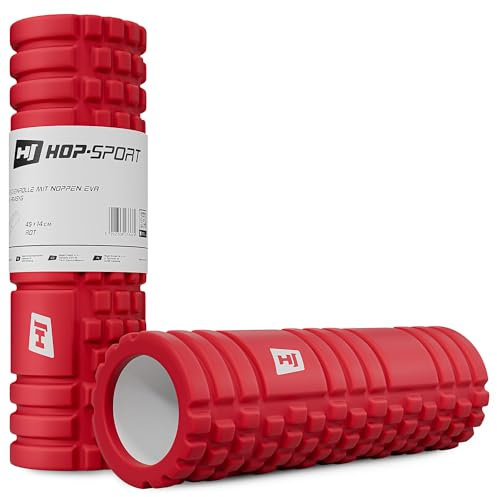 Hop-Sport Faszienrolle mit Noppen für Wirbelsäule, Beine, Rücken – Massagerolle für Ganzkörper-Selbstmassage, Foam Roller - Mittel-Hart, HS-A045YG (Rot)