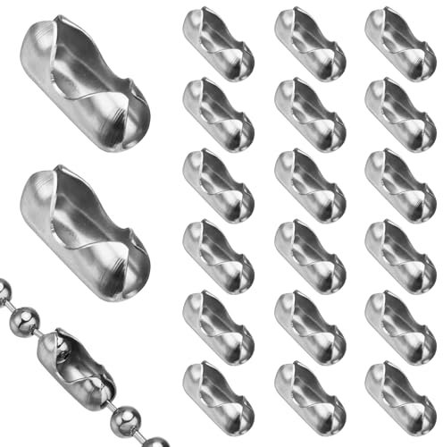 20 Pcs Roller Blind Cord Connector Clips, Stainless Steel Roller Blind Ball Chain Cord Connector Clips, Replacement Blind Pull Cord Connector, Roller Ball Chain Connector Roman and Vertical blinds