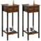 IBUYKE 2er Set Nachttisch, Schmal Nachtschrank, Hoch Beistelltisch mit Einer Schublade, Verstellbarer Füße, 25x25x71 cm, Vintage Sofatisch für Wohnzimmer und Schlafzimmer, Braun TMJ417H-2