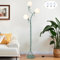 Stepeak Flower Floor Lamps for Living Room, Modern Standard Lamps with Bulbs & Foot Switch, DIY 3-Lights Floor Standing Lamp with Tulip Flower Shades, Green Tall Floor Lamp for Bedroom Office Hallway