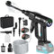 Hidrolimpiadora Bateria de 3 velocidades máx. 18V 200 bar/2900 PSI, portatil Pistola de Agua a presión con Boquilla Ajustable 6 en 1press and Clean de para Coche (Negro con 2 Pilas)