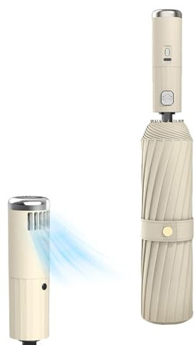 Paraguas automático, pantalla plegable impermeable, toldo de refrigeración con ventilador USB, diseño de marco resistente al viento, capa de tela con bloqueo UV, para viajes al aire libre, lluvia, sol