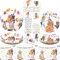 Suministros para fiestas de gatos, vajilla para fiesta de gatos, platos de cena, postres, vasos, servilletas, manteles y pajitas para decoración de cumpleaños de gatitos, suministros de baby shower