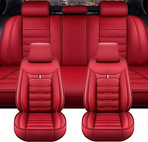 Auto Sitzbezüge Für Alfa Romeo Giulietta Mito Tonale Spider Stelvio, Autositzbezüge Leder，Wasserdicht, Atmungsaktiv, 5-Sitzer, Bequemes Fahren(Red)