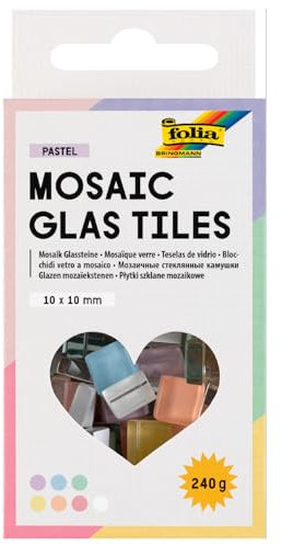 Mosaik-Glassteine Pastell, 10x10mm, 300 Stück, ca. 240g, farbig sortiert