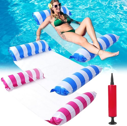 2 materassi ad aria per piscina, 4 in 1, gonfiabili, per adulti, bambini