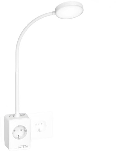 PRINCEWAY Lampara de Lectura Aplique Mesita de Noche Pared LED Regulable Interior Blanco con Enchufe y Toma de Corriente, Interruptores Táctiles Dos, 3 de Colores de Luz, Salida USB