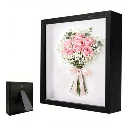 Marco de Fotos 3D YUNXCNA, 30 x 40 cm, Negro, Profundo para Rellenar, con Placa Acrílica Transparente, Montaje en Pared y Mesa, para Regalo de Boda o Recuerdos