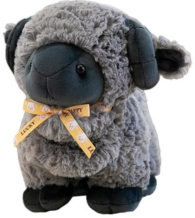 Xiyocadt Schaf Kuscheltier, 23 cm Schon Das Schaf, Schaf Deko, niedliches Lammkissen, Stofftier Plüschtier, Wohnzimmer Schlafzimmer Dekoration, Geschenke für Freunde und Kinder (Schwarz)