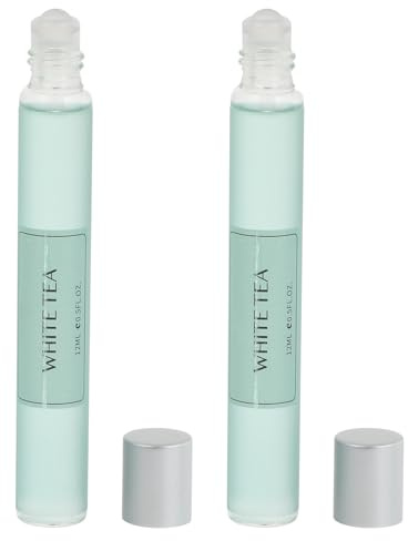 NUOBESTY 2pcs White Tea Scent Roll-on Perfume for Women and Men with Light Crisp Fragrance, Lightweight Water-based Formula, Daily Use Fragrance for Everyday and Travel