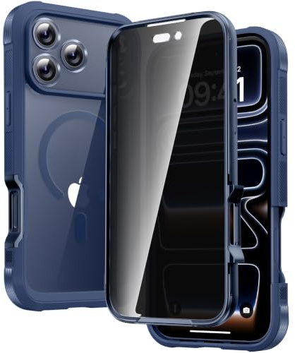Diaclara Magnetic for iPhone 17 Pro Max Case, Privacy Protector, DeepBlue | Full Body Bumper Design, Military Grade Drop Proof, 360° Full Protection, Anti-Spy Privacy Cover, Magnetic Charging Support