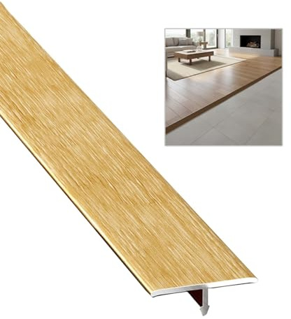Barre De Seuil En Aluminium,Profilé De Transition De Sol En Forme De T Longueur 50 60 70 80 90 120-160cm Bande De Transition De Sol,Pour Les Joints De Sol Moquette Et Carrelage(Gold,2x90cm)