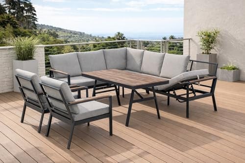 Gardissimo Andorra Links Dining Eck Lounge Set, Anthrazit, 9 Personen