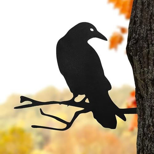 Schwarz Rabe Vogelschreck,Krähenattrappe zur Vogelabwehr,Taubenabwehr und Taubenschreck aus Metall,Taubenabwehrsystem für Balkon Garten Terrasse Krähenattrappe Schutz vor lästigen Vögeln,1 Stück (A)