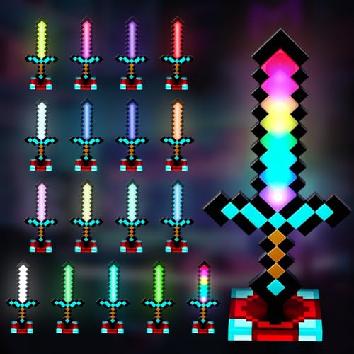 Diamantschwert Licht, 17 Farben Diamant Schwert Lampe, 38cm Nachtlampe USB Wiederaufladbare LED Lichter, Led Nachtlicht Lampe für Hand und Tisch zur Dekoration und Beleuchtung Spielzeug Geschenke