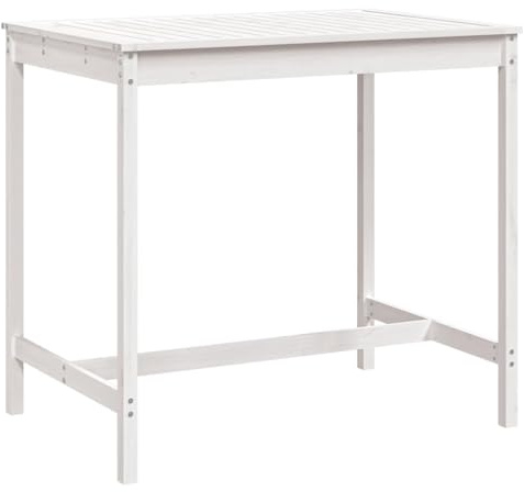 XHNIFBN Gartentisch Weiß 121x82,5x110 cm aus massivem Kiefernholz, klassischer Holztisch mit robuster Tischplatte, platzsparendes Design, wetterfeste Lounge Möbel für Balkon Terrasse Garten