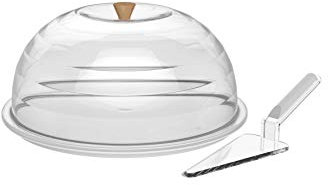 Biesse L 180/01 Portadolci con Cupola Trasparente e Pomolo in Legno, Elegante e Raffinato, 32x32x16 cm