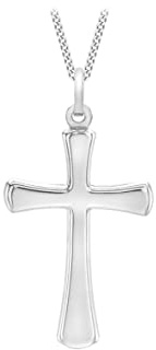 Carissima Gold Women's 9ct White Gold Cross Pendant on Curb Chain Necklace of 46cm/18