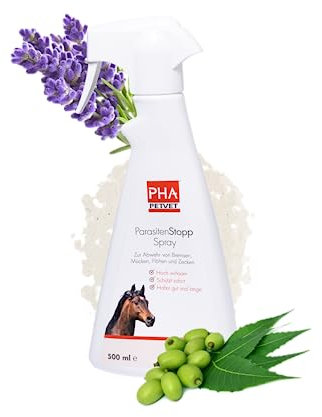PHA ParasitenStopp Spray Pferd - Zur Abwehr von Bremsen, Mücken, Flöhen und Zecken, Parasiten Stopp Spray pflanzliche Wirkstoffe, 500 ml