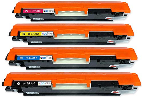 Go Inks 1 Set of 4 Laser Toner Cartridges to replace HP CE310A/CE311A/CE312A/CE313A Compatible/non-OEM for use with HP Colour LaserJet, Laserjet Pro & TopShot Laserjet Printers (4 Toners)