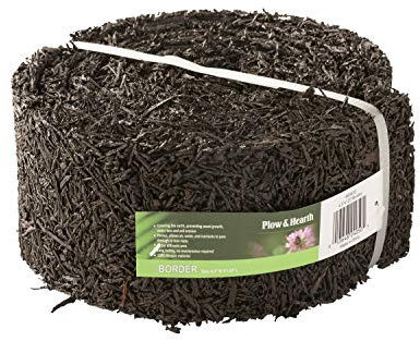 Plow & Hearth 55632 Recycling-Gummi Dauerumrandung Garten Mulch Bordüre 120 L x 4,50 W schwarz