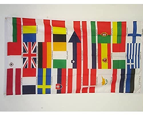AZ FLAG - Flagge Europa 27 Länder - 150x90 cm - Europäischen Ländern Fahne 100% Polyester mit Messing-Ösen - 110g