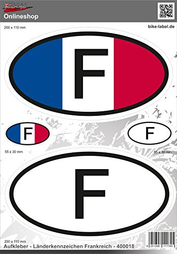BIKE-label Länderkennzeichen Aufkleber 2D Frankreich für Auto Motorrad Tür Camper Sticker 400018