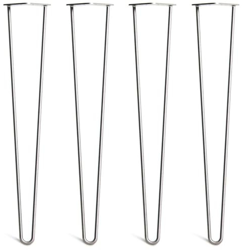 The Hairpin Leg Co. 4X Haarnadel-Tischbeine: Doppel-Schweiß Stahl, Schrauben, Anleitung, Schutzfüße. Klassischer 10mm 2 Stangen Stil. 71cm Klarlack