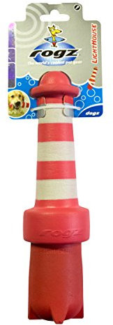 ROGZ LH02-C Lighthouse Dog Fetch Toy/schwimmendes Wurfspielzeug, rot/weiß