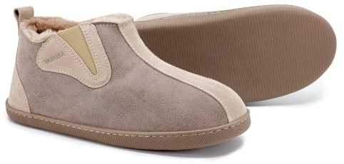Vanuba Handgemacht Lammfell Warme Hausschuhe Herren Winter Kuschel Pantoffeln Geschlossen Hüttenschuhe Herren Hausschuhe