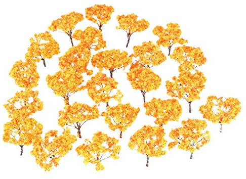 Yetaha 25PCS Model Miniature Maple Tree, HO Scale Model Tree Railroad Scenery Artificial Wargame Diorama Supplies for Micro Landscape Plant DIY Crafts Garden Ornament, Height 2.6inch/6.5cm