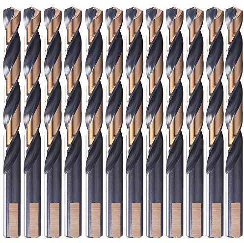 12 PCS,3/16, HSS Black and Gold Coated Twist Drill Bits, Metal drill, ideal for drilling on mild steel, copper, Aluminum, Zinc alloy etc. Pack in Plastic Bag