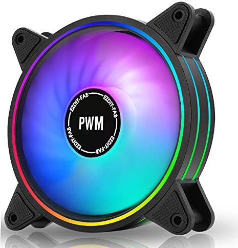 EZDIY-FAB 120mm RGB Moonlight PWM Case Fan (1 Pack, Compatible with 5V 3Pin RGB, Desktop, Laptop)