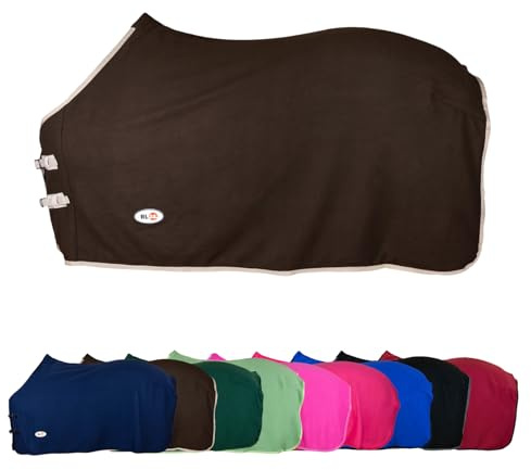 RL24 - Abschwitzdecke Basicline – Pferdedecke – Dunkelbraun – 75cm | Transportdecke mit Schweifkordel, Widerristpolster & Metallverschluss – atmungsaktive Fleecedecke – Pferde Zubehör