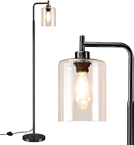 Depuley Lampadaire LED minimaliste moderne en verre et métal,Lampe sur pied E27,Lampe de salon avec interrupteur à pied,MAX60 W, chambre à coucher, studio (ampoule incluse)
