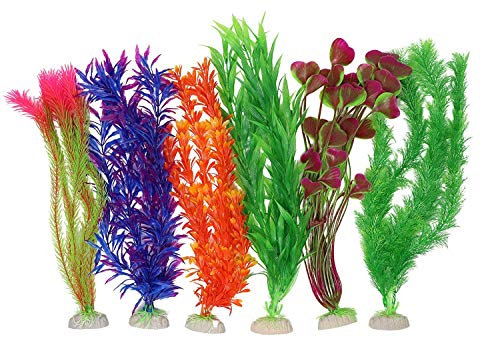 Aquatic Planet 6 PACK Artificial Large Tall Long Plastic Aquarium Plants Fish Tank Decoration Decor Ornament