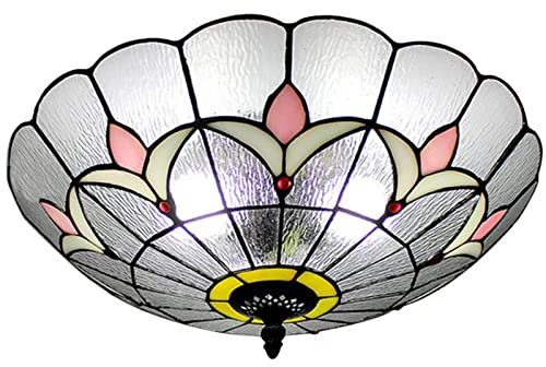 LED Schlafzimmer Lampe Tiffany Deckenleuchte Vintage Deckenlampe Esszimmer Retro Barock Jugendstil Gang Beleuchtet Porch Light Corridor Leuchten Badezimmer Balkon Farbe Glas Lampenschirm E27 MAX 40W