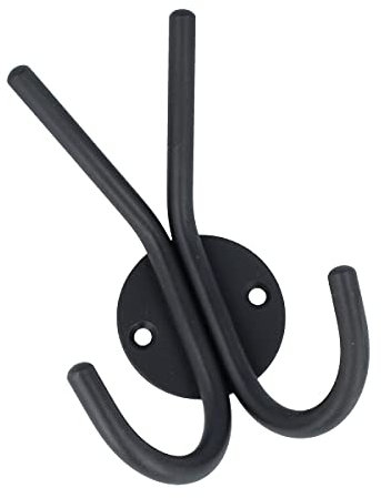 MS Beschläge Industrial Style Doppelhaken Kleiderhaken Schwarz matt Wandhaken Garderobenhaken Garderobenzubehör Handtuchhalter Metallhaken Vollmaterial