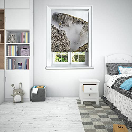 Lister Cartwright Photographic Blackout Roller Blinds For Bedroom Windows - (60 x 140 cm) Easy to Fit Polyester Roller Blinds For Windows With Child Safety Included - Mountain Bike Scenic