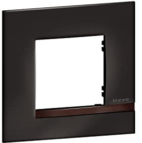 BTicino - Plaque Altège Collection Déco 1 poste finition Onyx - noir brillant avec liseré bois foncé