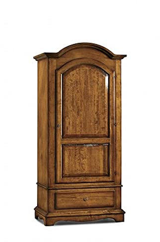 Mar.c.a. Design, Armario Ropero Grande de Madera, Nogal - Dormitorio Con Barra, 1 Puerta y 1 Cajón - Mueble 96x56x196 cm, Modelo Sombrero Redondo - Made in Italy