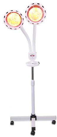 Liroma ® Infrarotlampe | Doppel – Rotlichtlampe 2 x 300Watt | Wärmelampe| Infrarotlichtlampe | 360° Verstellbar mit Rädern | Infrarottherapie | Rotlichtstrahler | IR-A | Kurzwellige Strahlung