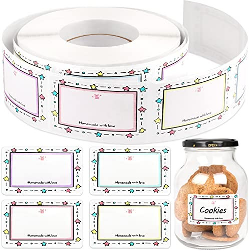Marmeladen Etiketten - Reastar 600 Stück Etiketten Selbstklebend, Aufkleber Marmeladenglas, Aufkleber zum Beschriften - für Gläser, Marmelade, Backen, Flaschen, Handmade Aufkleber (4 Farben, 50*30mm)